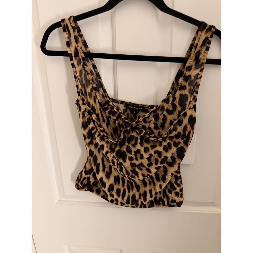 Good American Leopard Mesh Bustier in Lucky Leopard Small NWT